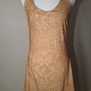 Prana Tan and Cream Patterned Midi Dress